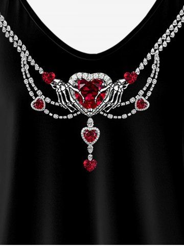 Gothic 3D Rhinestone Gem Print Cami Top (Adjustable Straps)