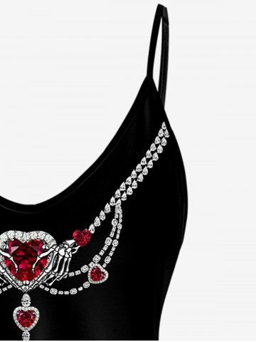 Gothic 3D Rhinestone Gem Print Cami Top (Adjustable Straps)