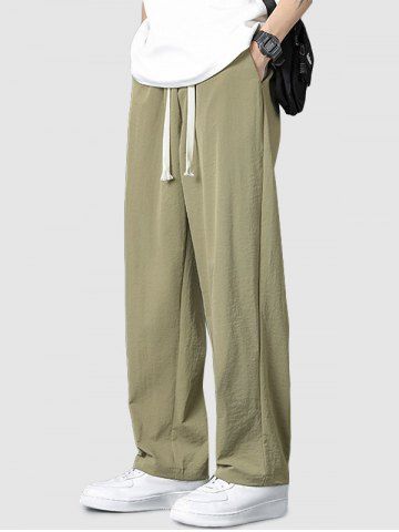 Plain Color Casual Drawstring Pants - LIGHT COFFEE - L