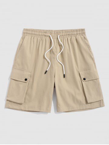 Multi-pockets Drawstring Casual Shorts - LIGHT COFFEE - XS