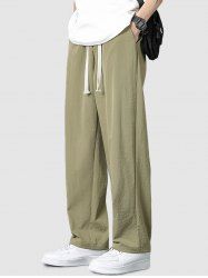 Plain Color Casual Drawstring Pants -  