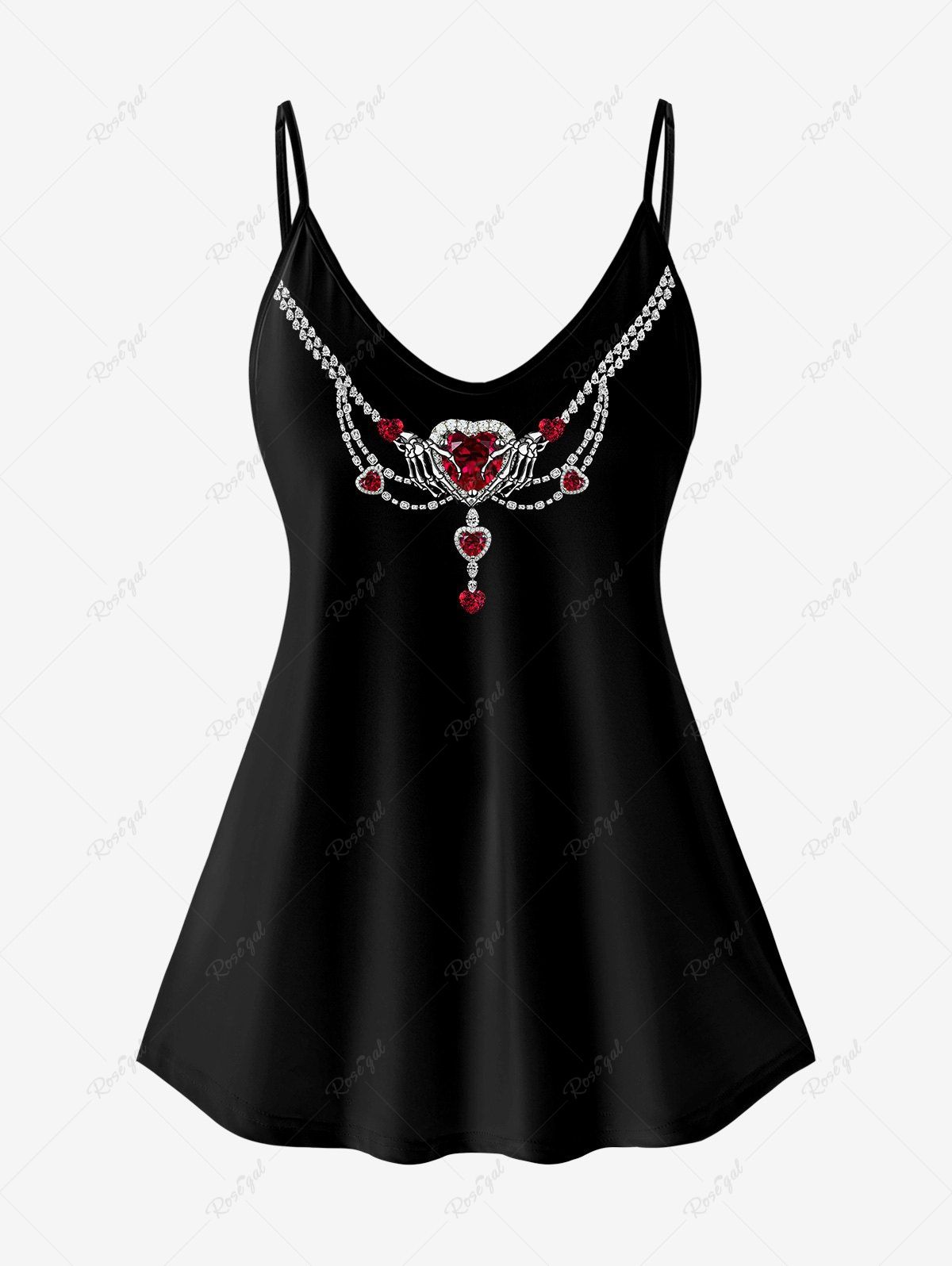 Outfits Gothic 3D Rhinestone Gem Print Cami Top (Adjustable Straps)  