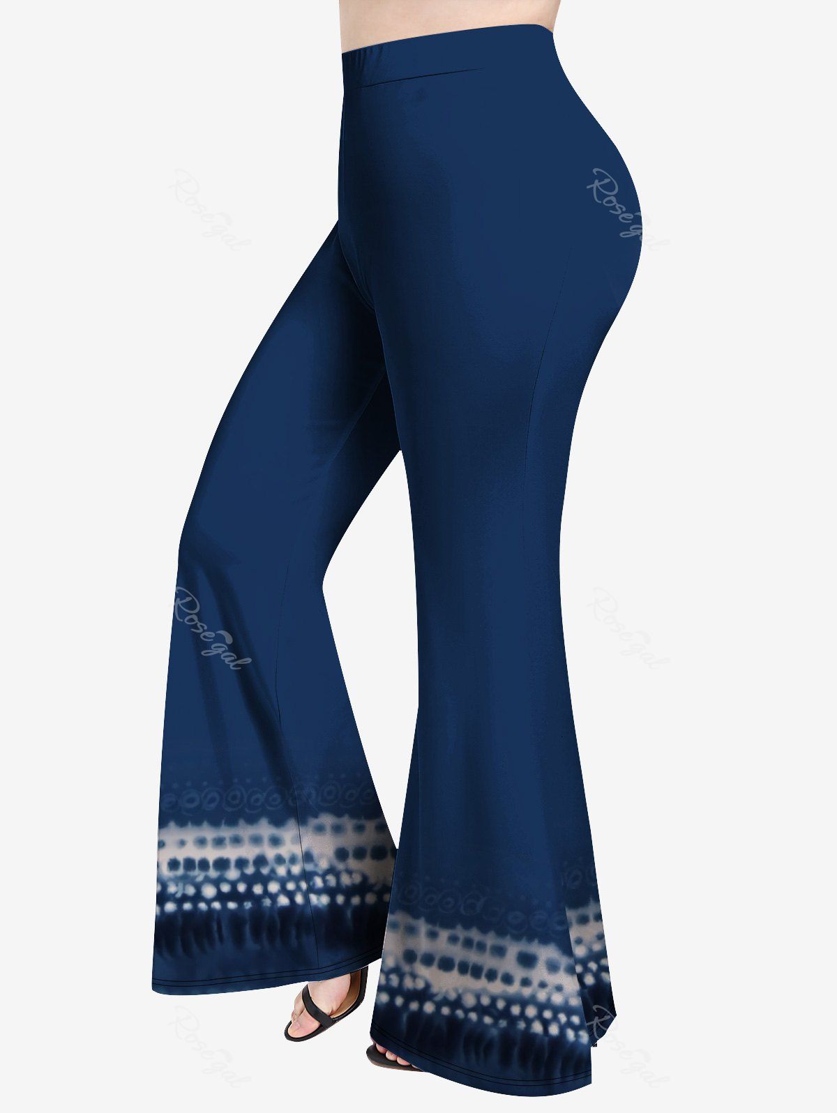 Pantalon Évasé Tie-Dye Grande Taille Bleu profond 2X | US 18-20