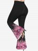 Pantalon Évasé Brillant 3D Imprimé à Paillettes Grande Taille - Rose clair 