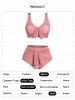 Ensemble de Bikini de Bain Simple Matelassé Motif Géométrique avec Nœud Papillon - Rose clair L