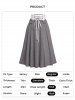 Heather Lace Up Lace Panel Elastic Waist A Line Midi Skirt -  