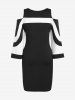 Robe Fourreau à Épaules Nues à Deux Tons Grande Taille - Noir 3X | US 22-24