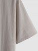Vintage Style Cotton and Linen Textured Short Sleeves Popover Shirt and Pants Set -  