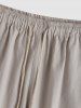Vintage Style Cotton and Linen Textured Short Sleeves Popover Shirt and Pants Set -  