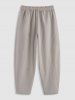Vintage Style Cotton and Linen Textured Short Sleeves Popover Shirt and Pants Set -  