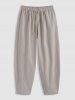 Vintage Style Cotton and Linen Textured Short Sleeves Popover Shirt and Pants Set -  