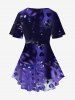 Plus Size Crisscross V-Neck Heart-Shape Print Short-Sleeve T-Shirt -  