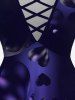 Plus Size Crisscross V-Neck Heart-Shape Print Short-Sleeve T-Shirt -  