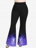 Plus Size Heart-Shape Print Flare Pants -  