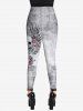 Gothic Skull Rose Wing Print Leggings -  