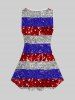 Plus Size Lace Panel Glitter Letters Printed Patriotic Tank Top -  