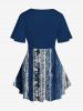 Plus Size Crisscross Tie Dye Butterfly Sleeve T-shirt - Bleu profond 5x | US 30-32