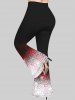 Plus Size 3D Glitter Sparkling Sequin And Red Black Checkered Print Flare Pants -  