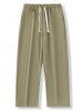 Plain Color Casual Drawstring Pants -  