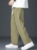 Plain Color Casual Drawstring Pants -  