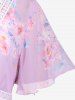 Plus Size Camisole and Guipure Lace Panel Lace-up Chiffon Blouse Set -  