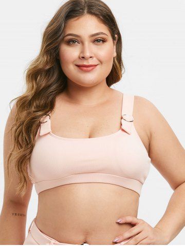 Plus Size Textured Padded Ribbed Swim Top