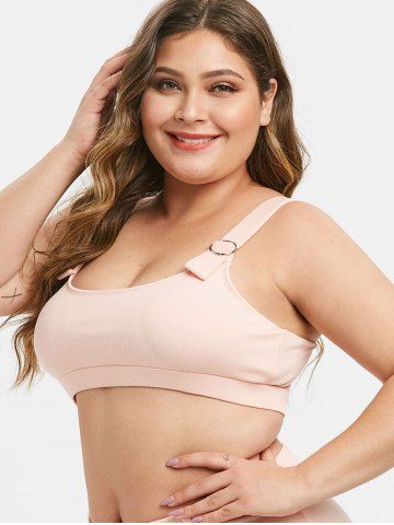 Plus Size Textured Padded Ribbed Swim Top