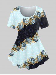 Plus Size Vintage Floral Print T-shirt -  