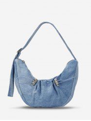 Metallic Glitter Sparkly Ruched Shoulder Half Moon Croissant Bag -  
