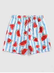 Striped Watermelons Pattern Vacation Board Shorts -  