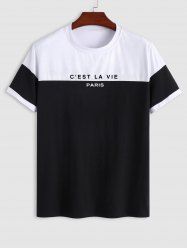 C'EST LA VIE PARIS Colorblock Two Tone T Shirt -  