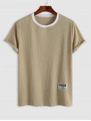 T-shirt Texturé Froissé à Manches Courtes - café lumière L