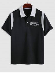 College Style LOS ANGELES Letter Pattern Polo Collared T-shirt -  