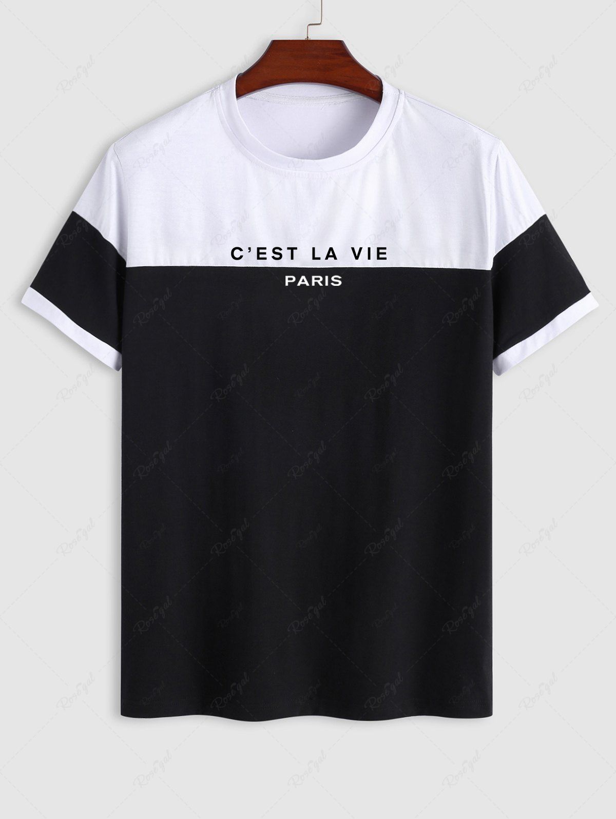 Latest C'EST LA VIE PARIS Colorblock Two Tone T Shirt  