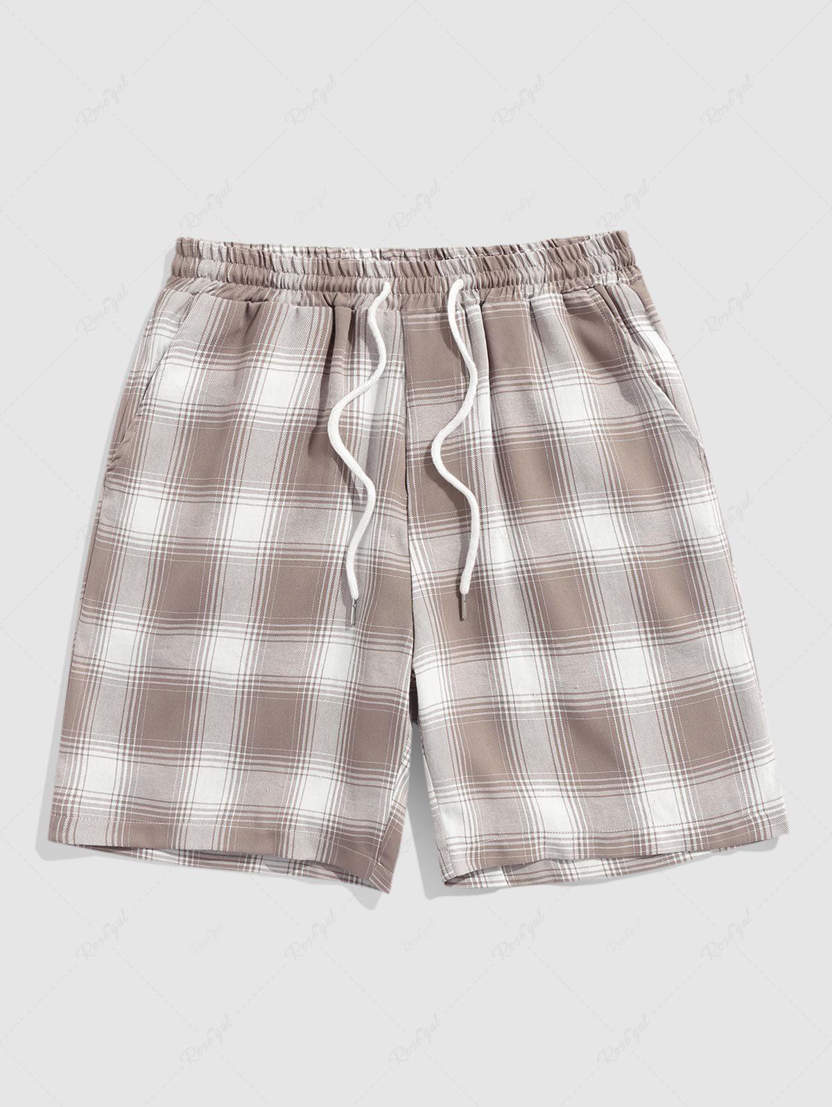 Latest Gingham Drawstring Pocket Shorts  