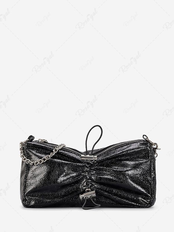 Affordable Toggle Drawstring Ruched Zippered Chain Strap Shoulder Bag  