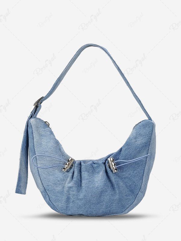 Outfits Metallic Glitter Sparkly Ruched Shoulder Half Moon Croissant Bag  