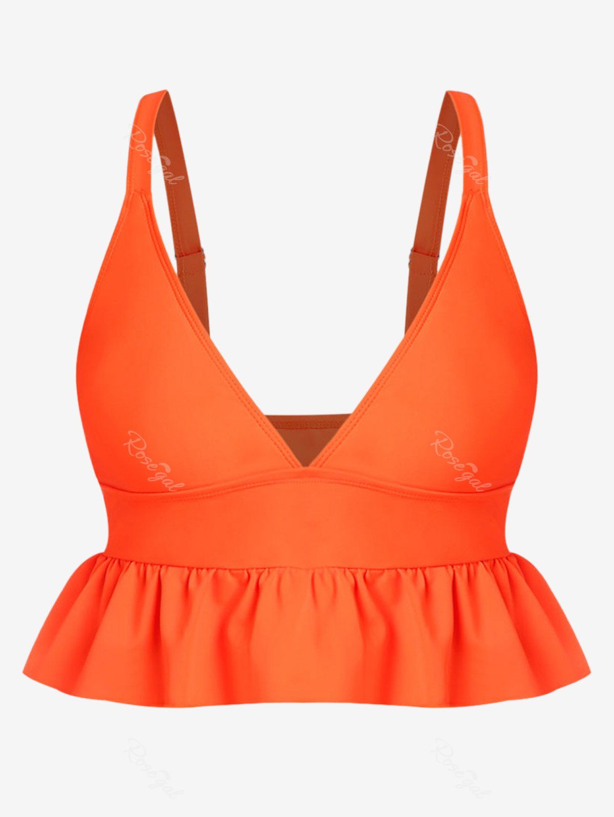 Plus Size Ruffles Neon Padded Plunging Peplum Tankini Top [28% OFF] |  Rosegal