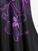 Flower Print Ombre Color Cold Shoulder Tee and Cutout Pull On Capri Pants Plus Size Outfits -  