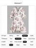 Plus Size Vacation Flower Print Tied Side Surplice Flounce Asymmetrical Hem Midi Wrap Dress -  