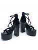 Wide Feet Platform Strappy High Heeled Sandals -  