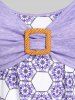 Débardeur D'Été et Legging 3D Fleur Géométrique Imprimée de Grande Taille - Violet clair 