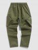 Pantalon Parachute Cargo Coupe-vent Bouclé Ceinturé en Couleur Unie - Vert XL