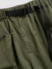 Pantalon Parachute Cargo Coupe-vent Bouclé Ceinturé en Couleur Unie - Vert XL
