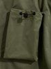 Buckle Belt Solid Color Windbreaker Cargo Parachute Pants -  