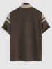 Colorblock Cartoon Bear Decor Polo Collared T Shirt -  