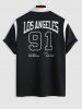College Style LOS ANGELES Letter Pattern Polo Collared T-shirt -  