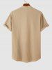 Half Button Roll Up Sleeves Popover Shirt With Drawstring Shorts Two Piece Set -  