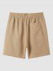 Half Button Roll Up Sleeves Popover Shirt With Drawstring Shorts Two Piece Set -  