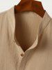 Half Button Roll Up Sleeves Popover Shirt With Drawstring Shorts Two Piece Set -  